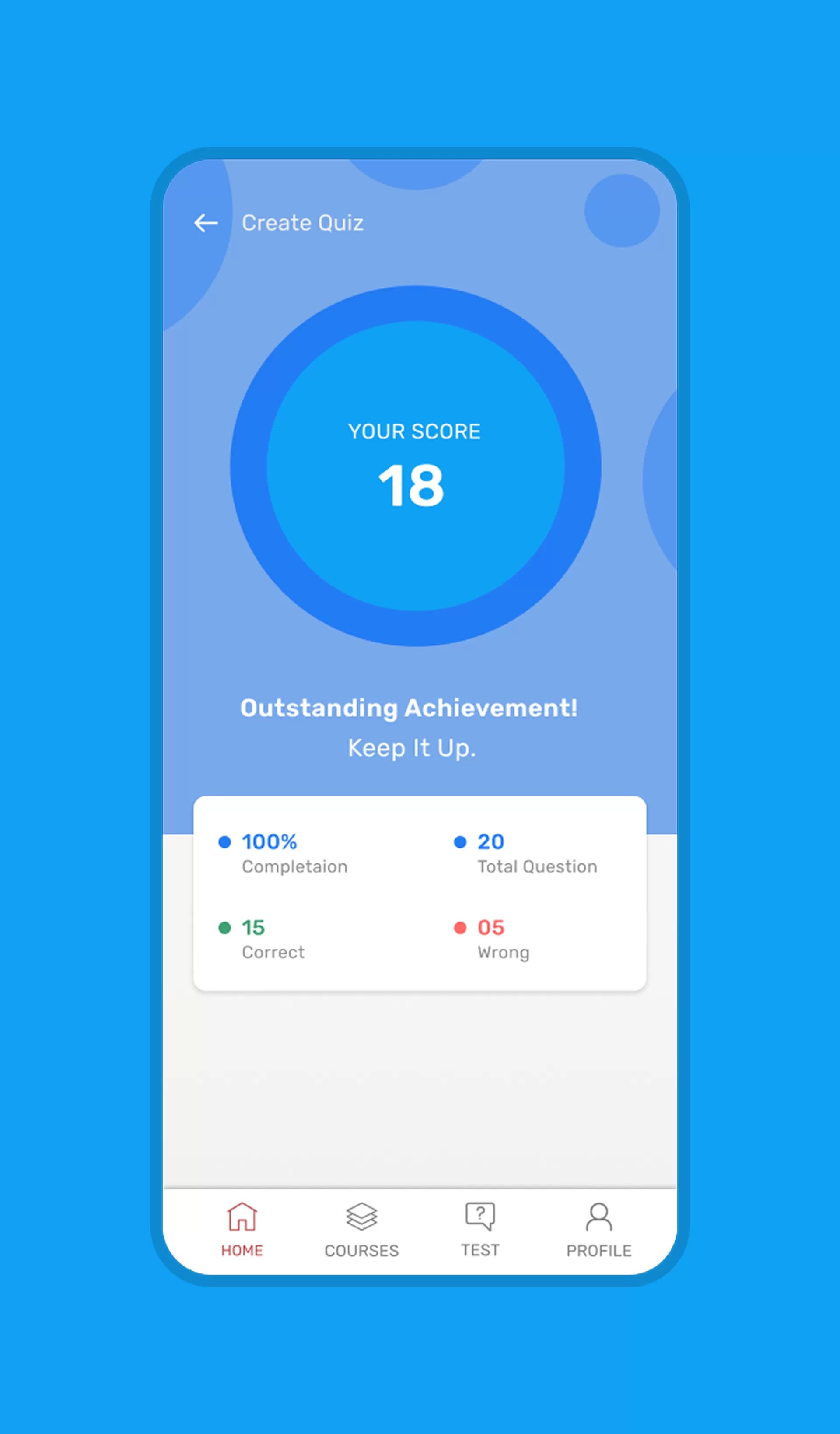 Atomic-1 quiz application interface
